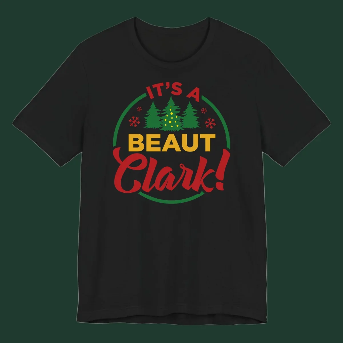 Its A Beaut Clark Christmas design with text and holiday illustrations.