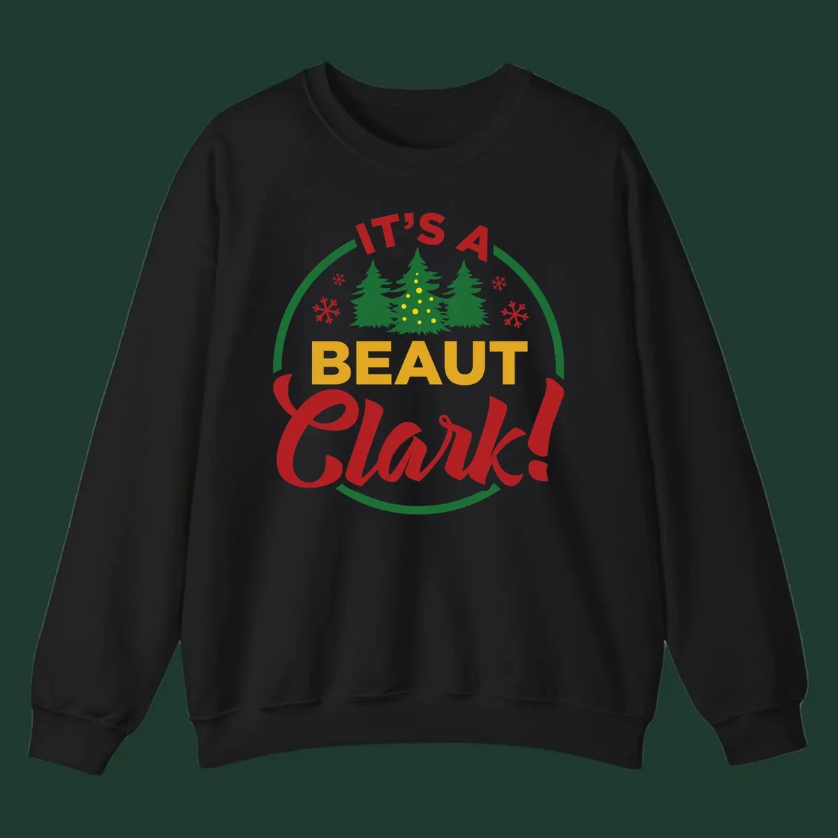 Its A Beaut Clark Christmas design with text and holiday illustrations.