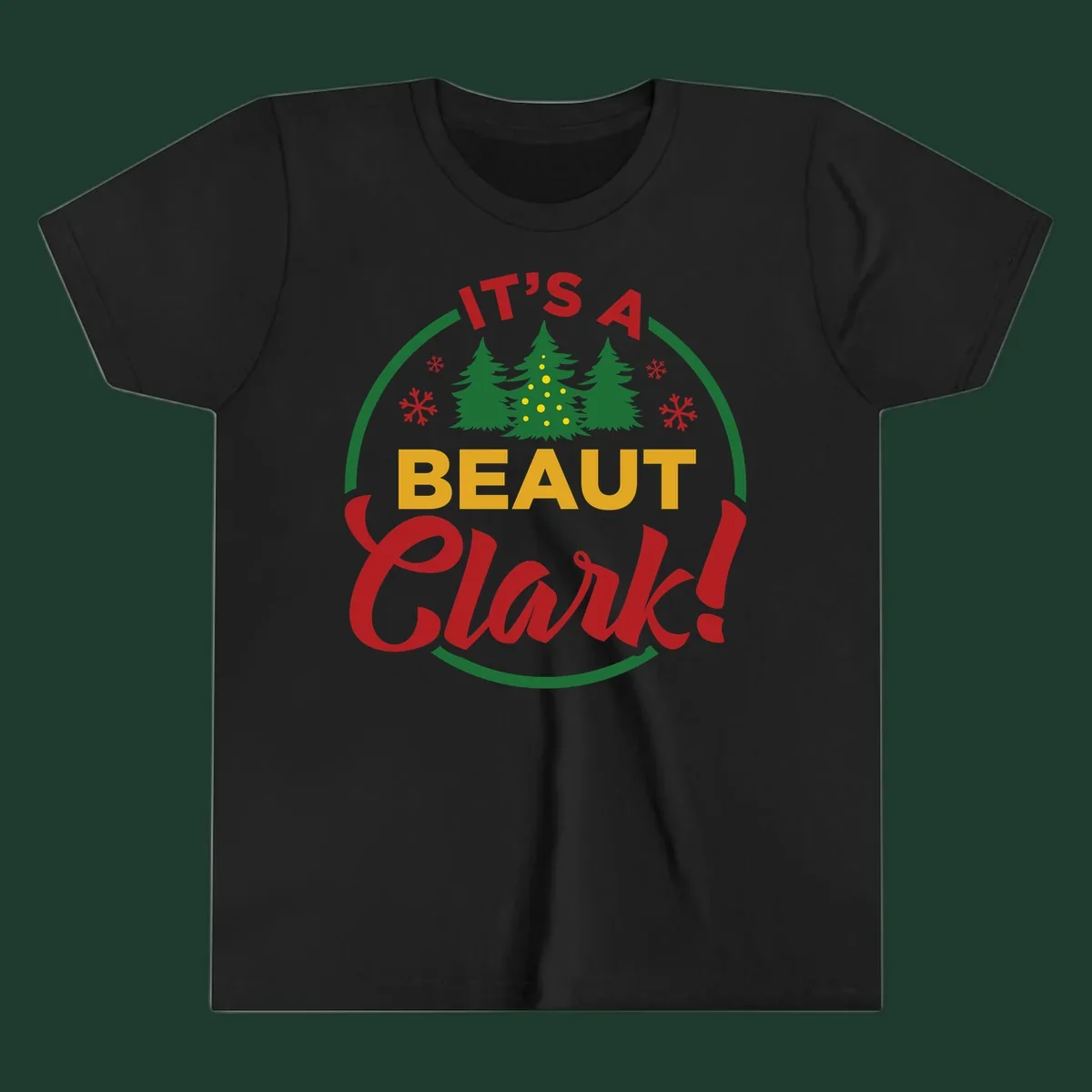 Its A Beaut Clark Christmas design with text and holiday illustrations.