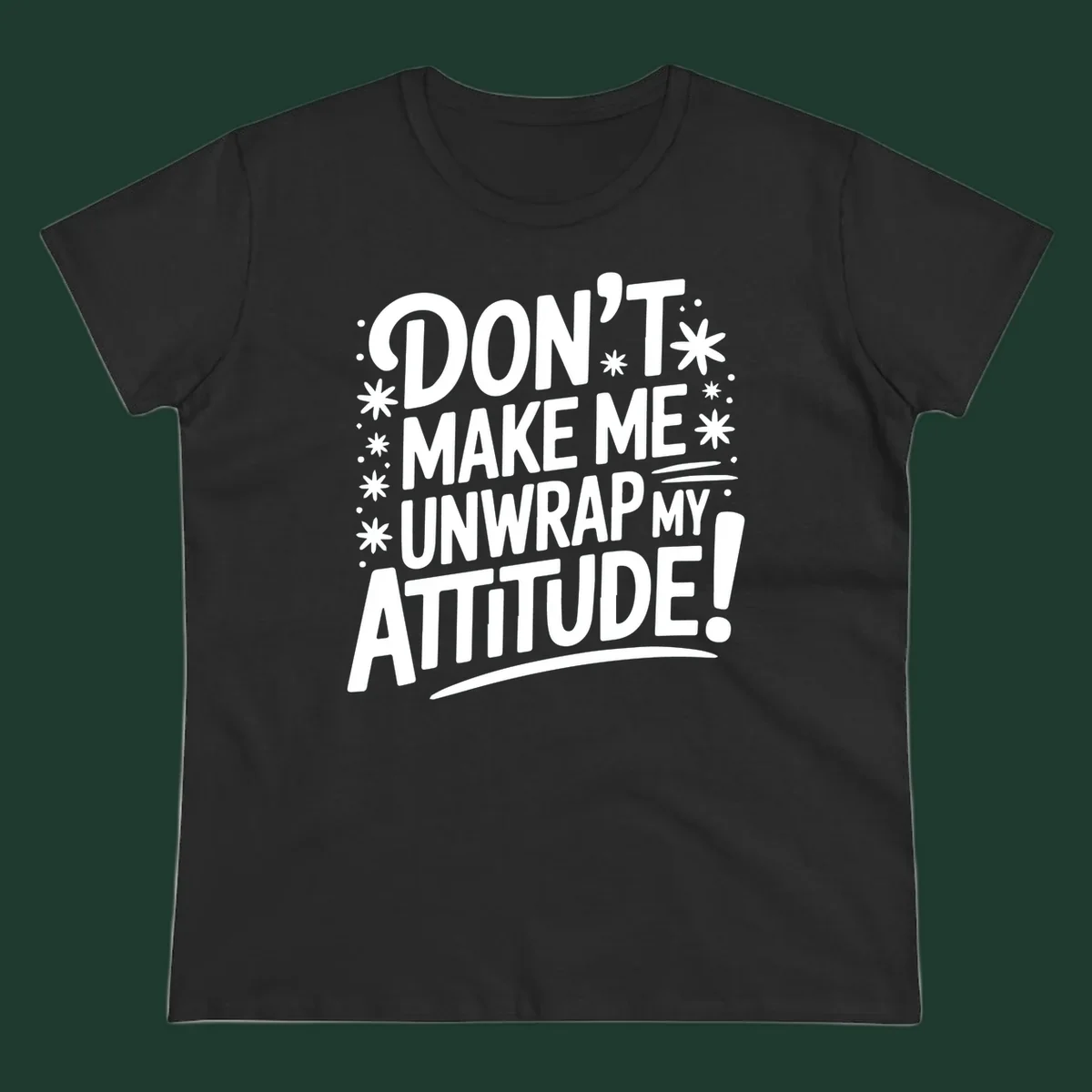 Attitude warning typography graphic tee with bold white text.