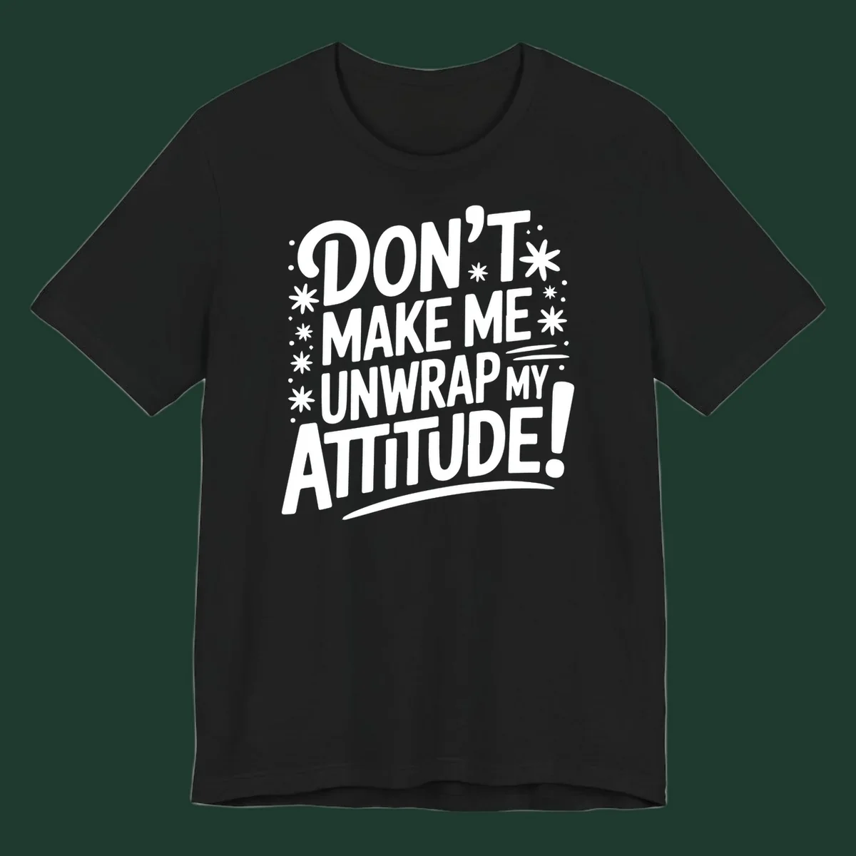 Attitude warning typography graphic tee with bold white text.