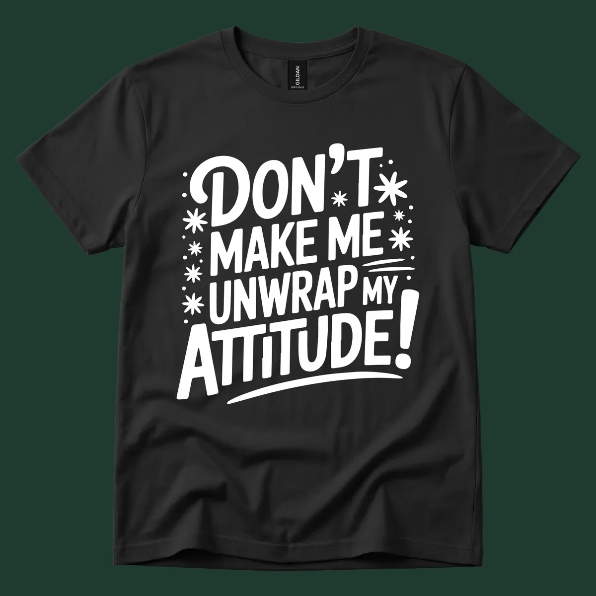 Attitude warning typography graphic tee with bold white text.