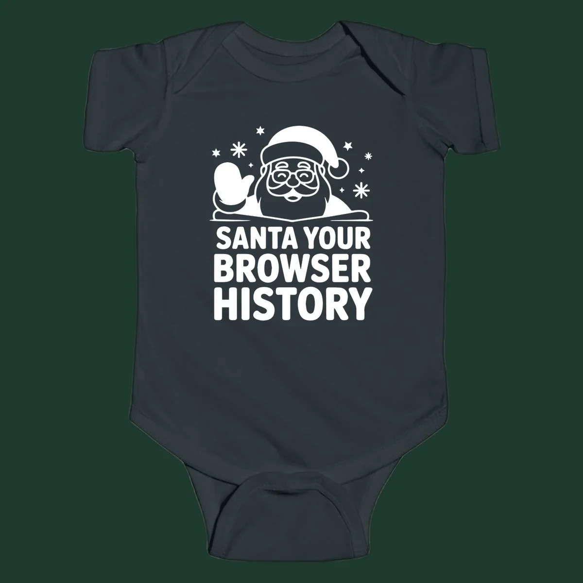 Santa your browser history graphic featuring Santa Claus illustration and text.