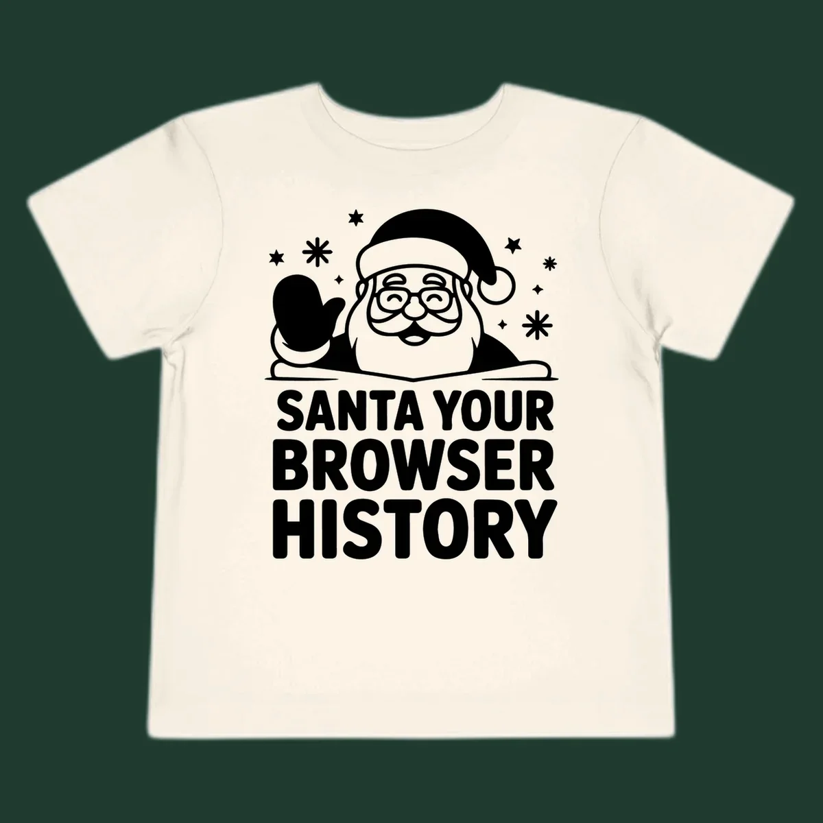 Santa your browser history graphic featuring Santa Claus illustration and text.