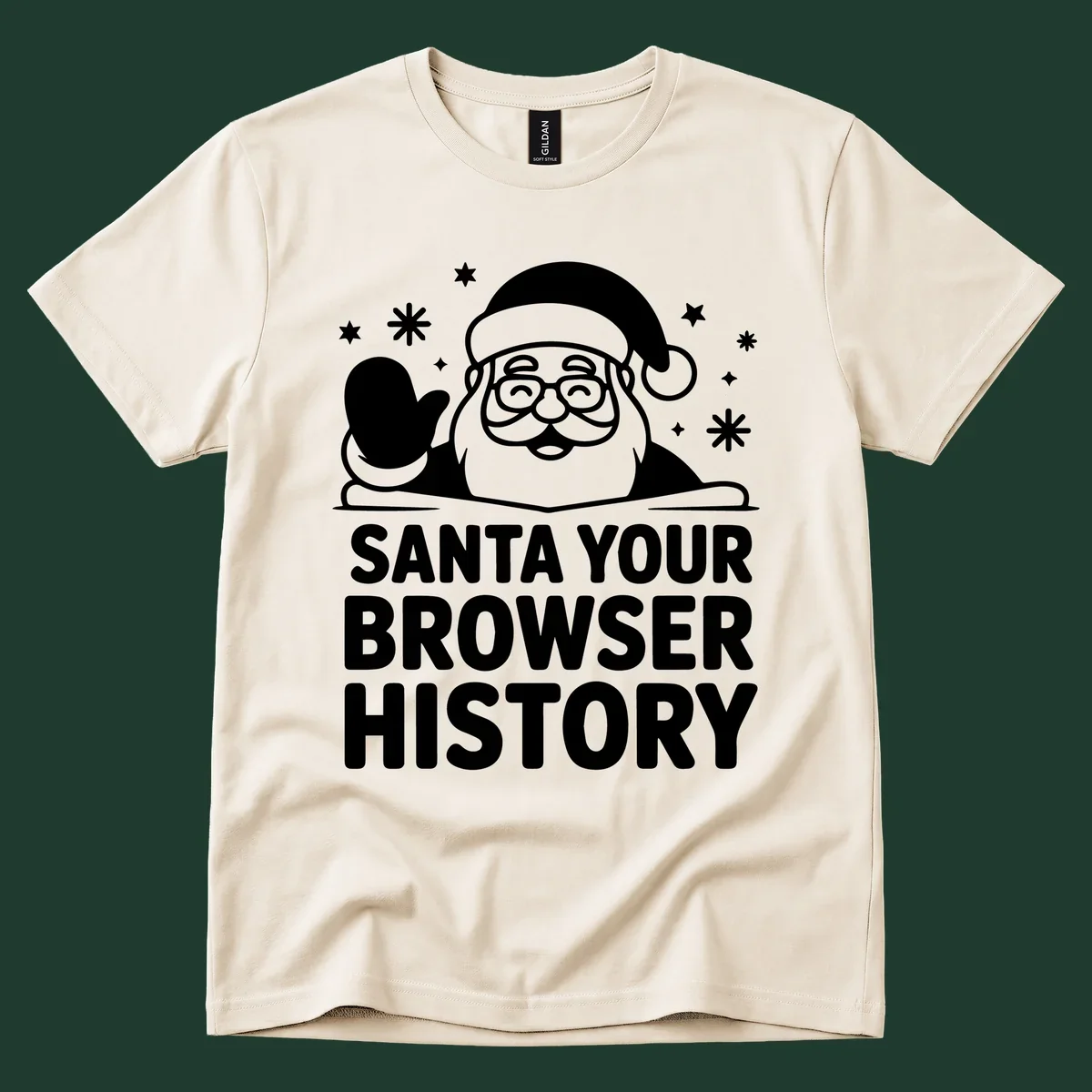 Santa your browser history graphic featuring Santa Claus illustration and text.