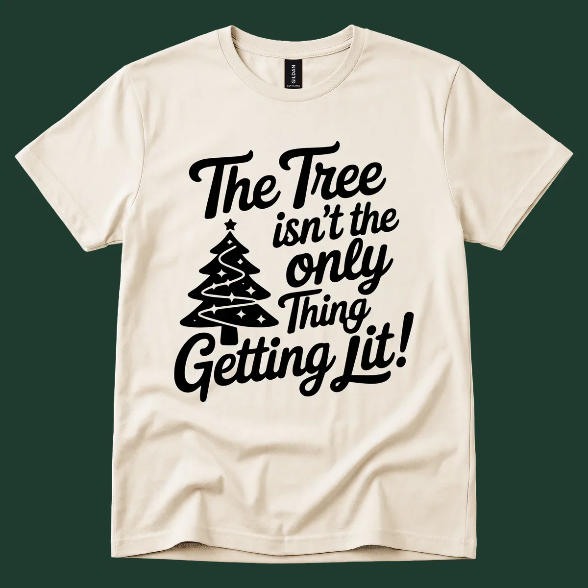 Text 'The Tree Isn't the Only Thing Getting Lit!' with a Christmas tree illustration.