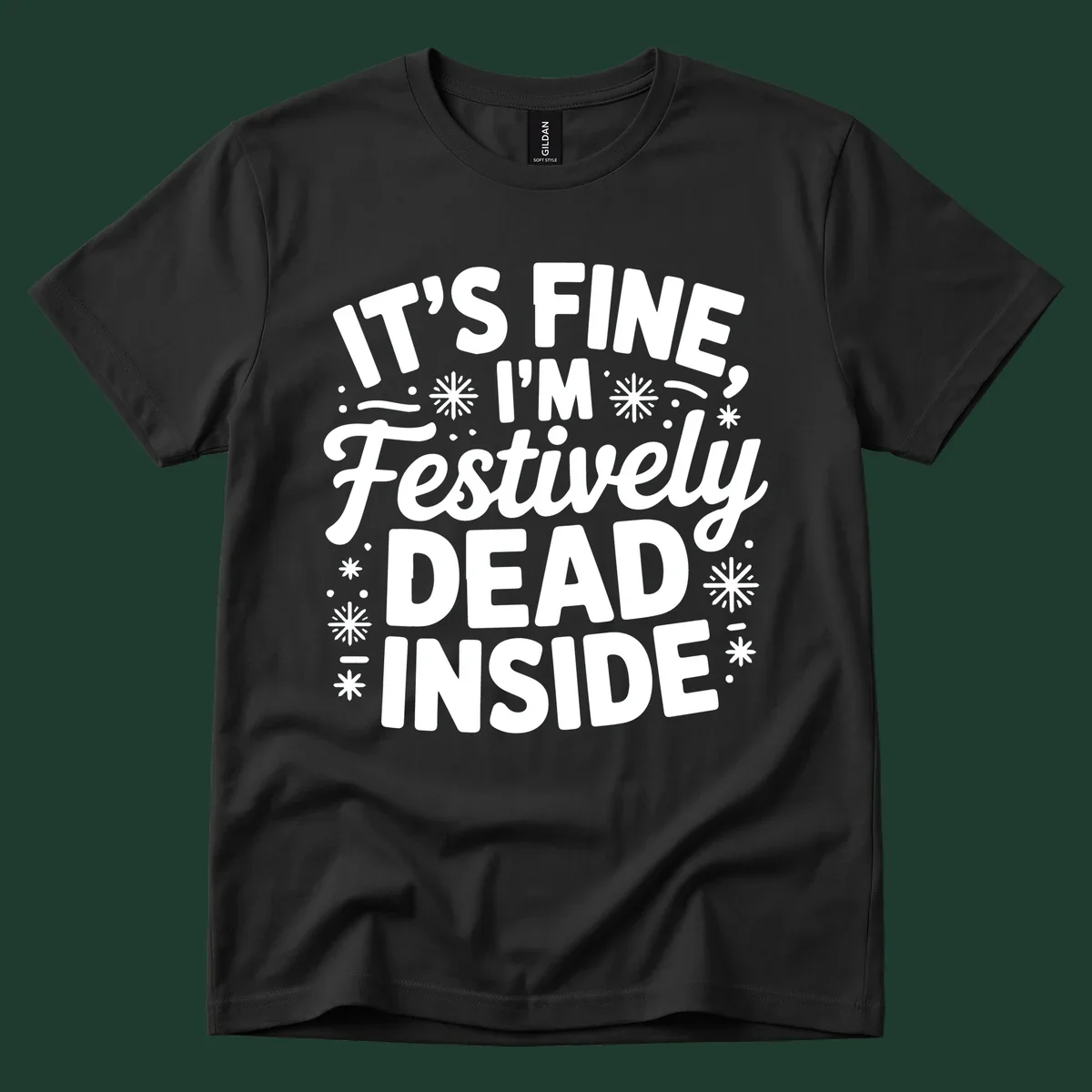 Festively dead inside typography graphic tee shirt