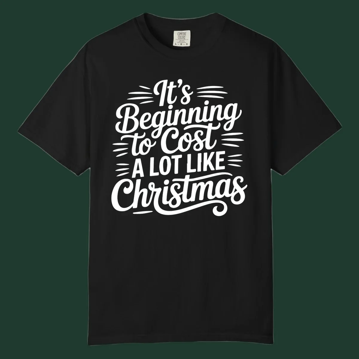 White typography design that reads "It's Beginning To Cost A Lot Like Christmas".