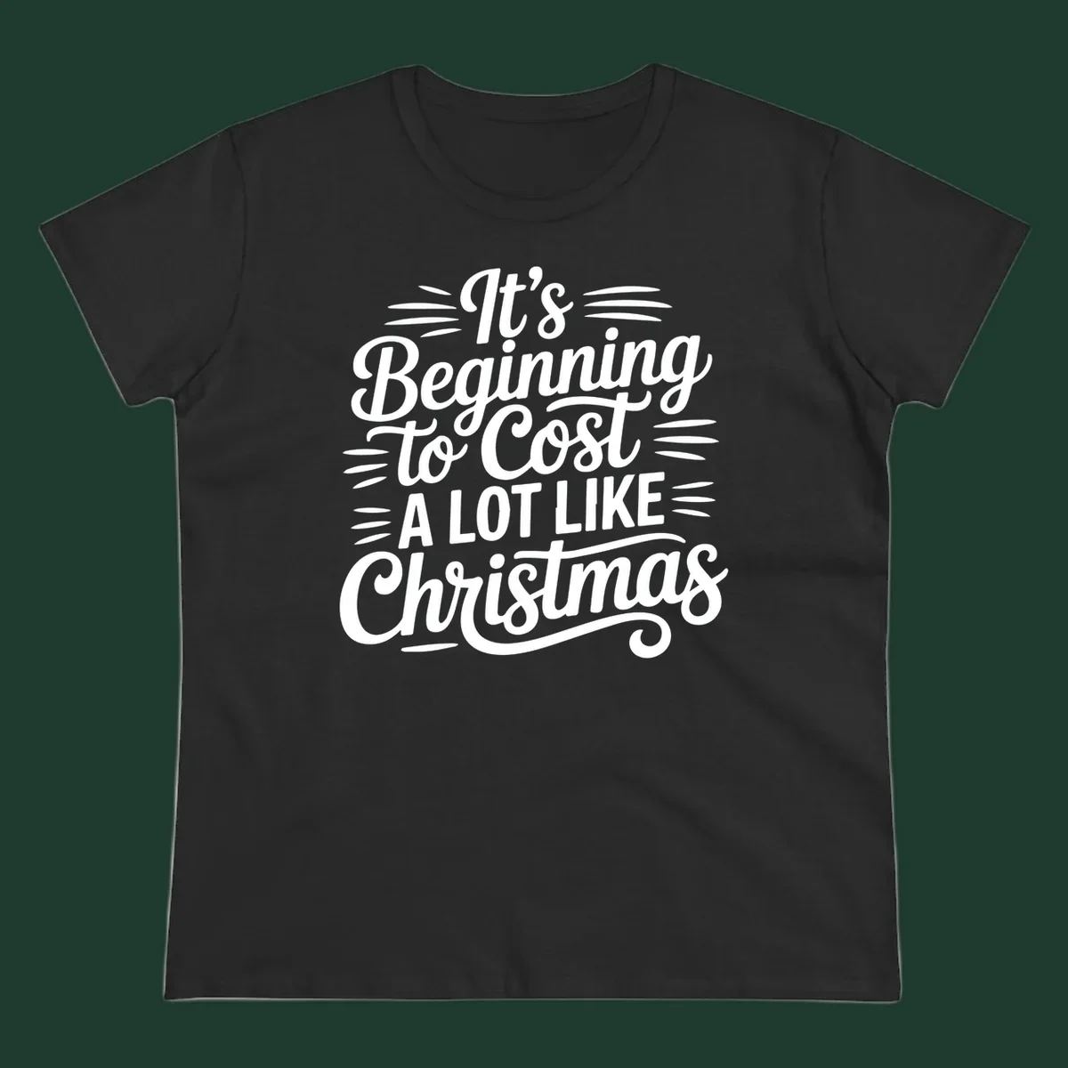 White typography design that reads "It's Beginning To Cost A Lot Like Christmas".