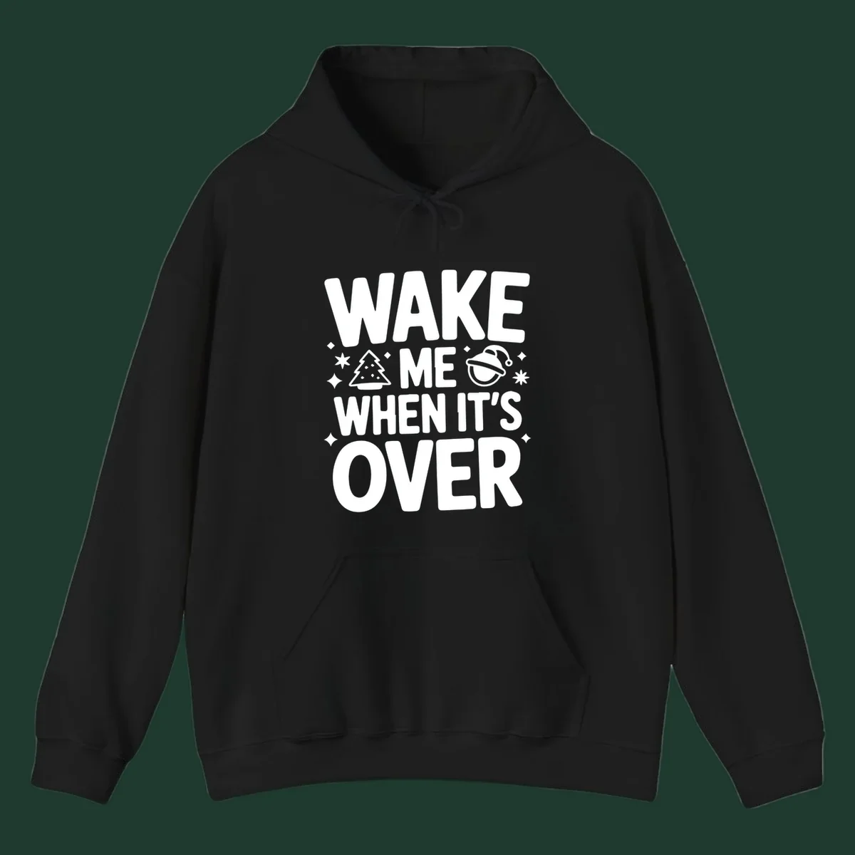 Wake me when it's over christmas phrase graphic