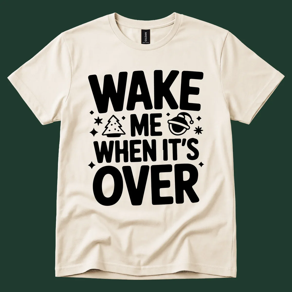 Wake me when it's over christmas phrase graphic