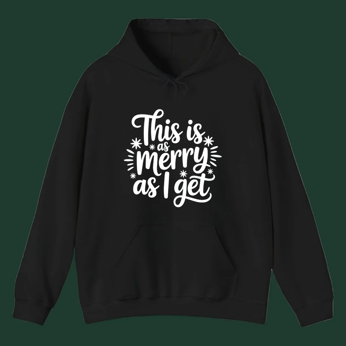 This is as merry as I get text design with starburst elements.