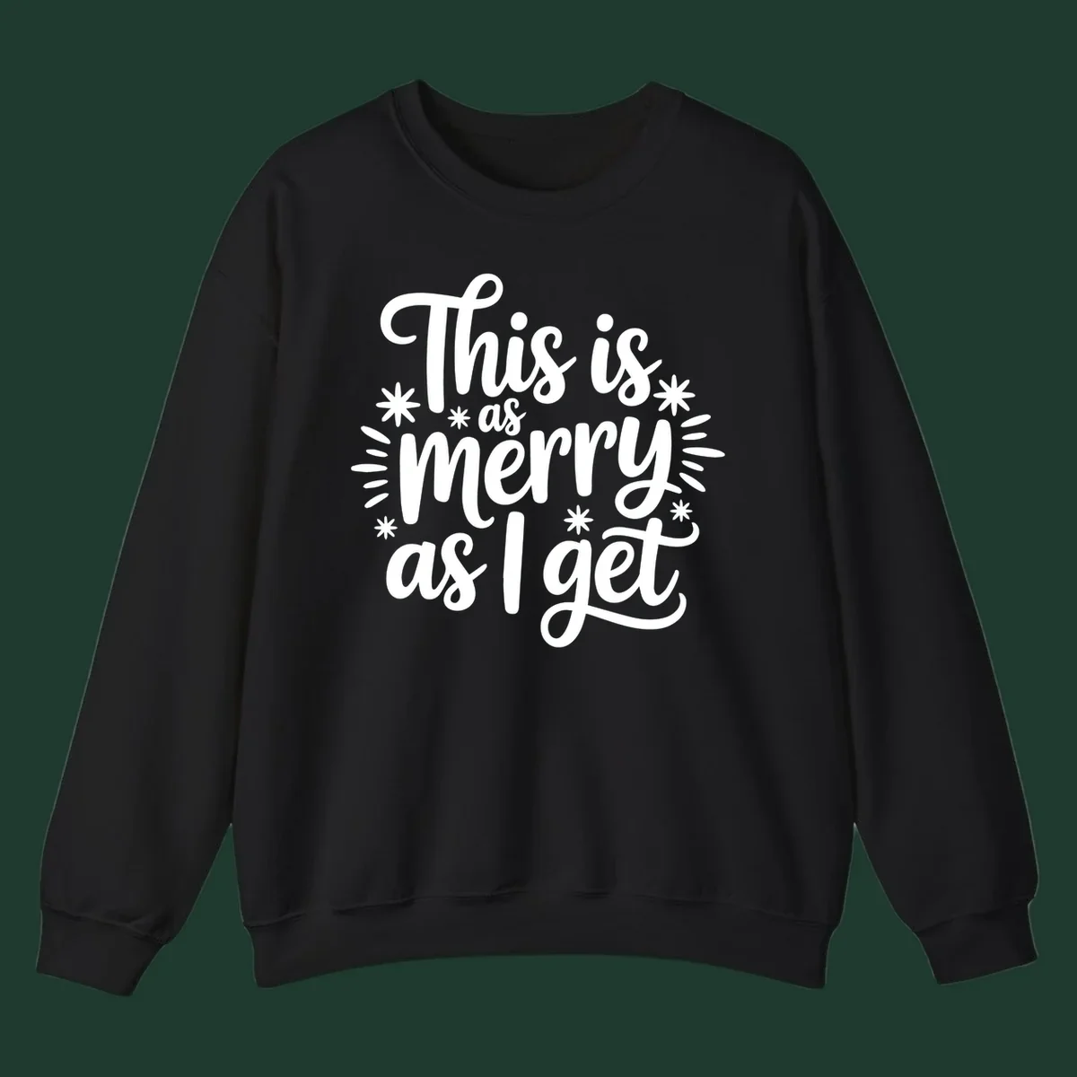 This is as merry as I get text design with starburst elements.