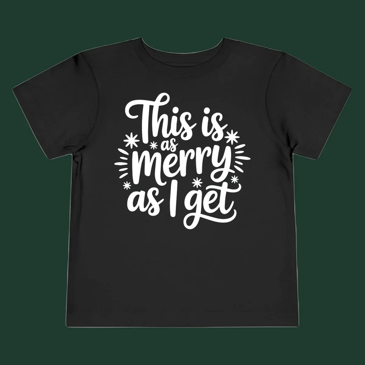 This is as merry as I get text design with starburst elements.