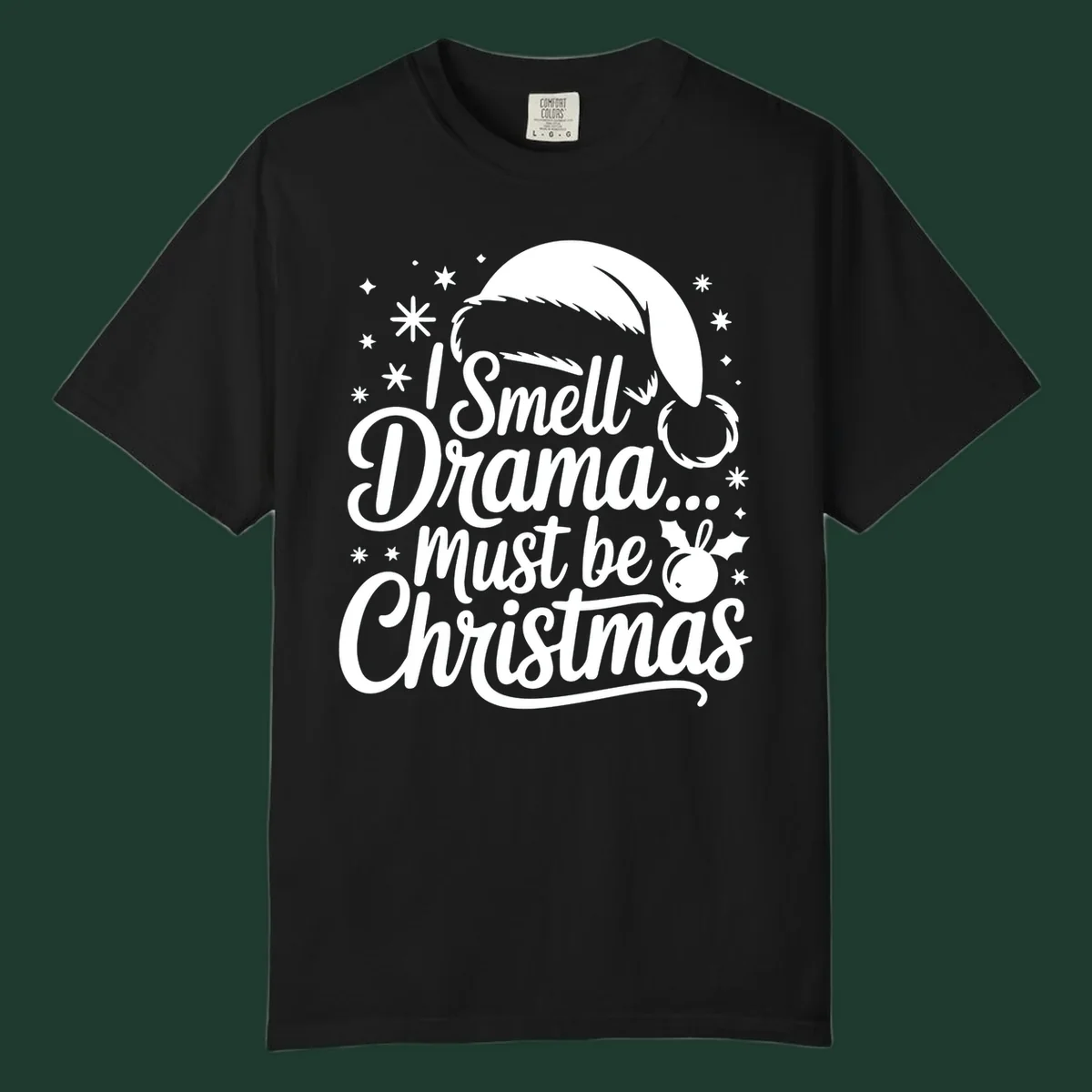 Drama christmas phrase with santa hat graphic
