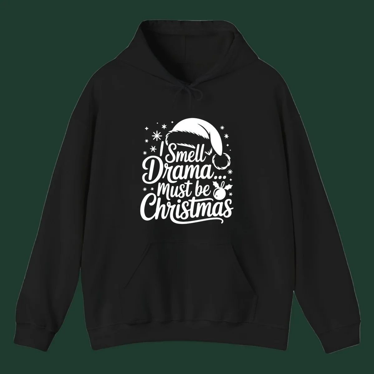 Drama christmas phrase with santa hat graphic