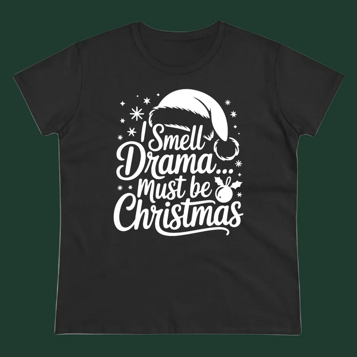 Drama christmas phrase with santa hat graphic