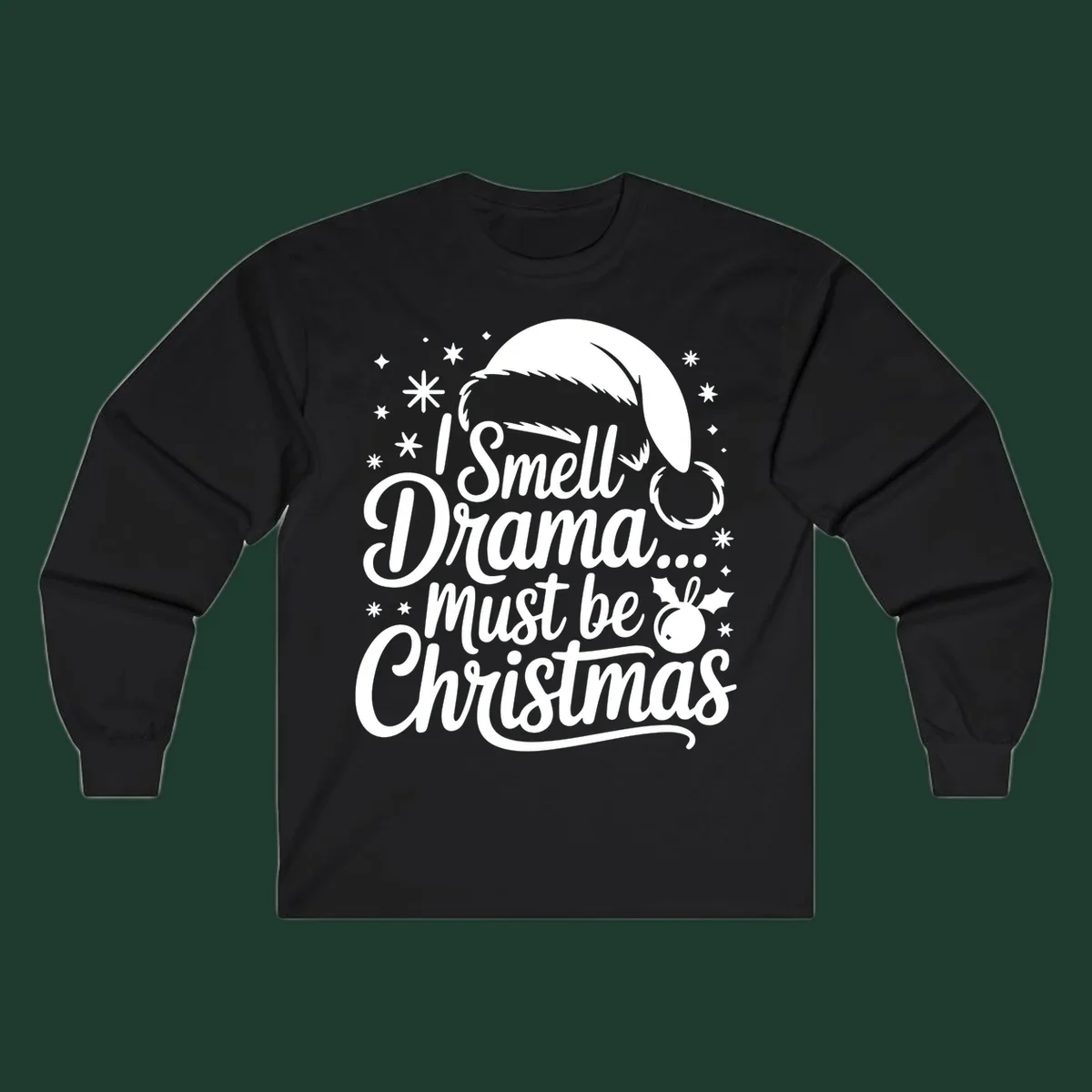 Drama christmas phrase with santa hat graphic