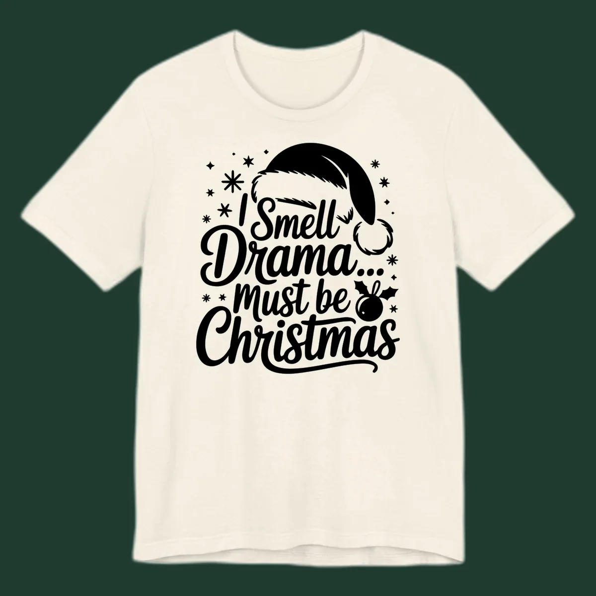 Drama christmas phrase with santa hat graphic