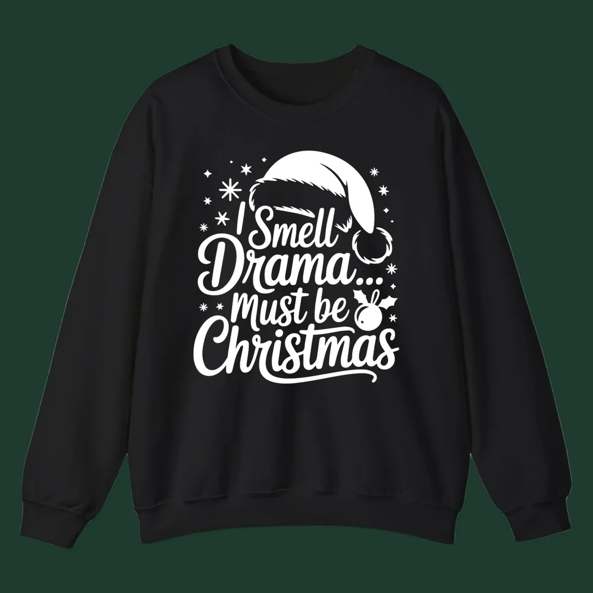 Drama christmas phrase with santa hat graphic
