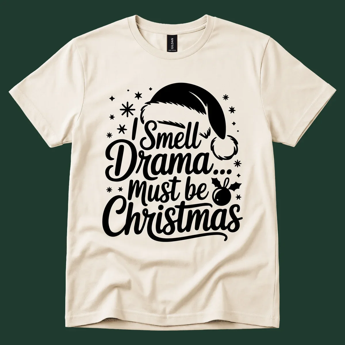 Drama christmas phrase with santa hat graphic