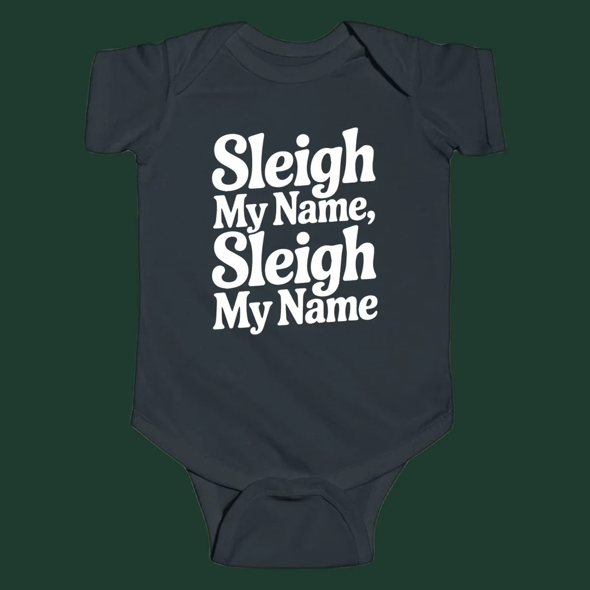 Sleigh My Name Sleigh My Name typography design in white lettering.