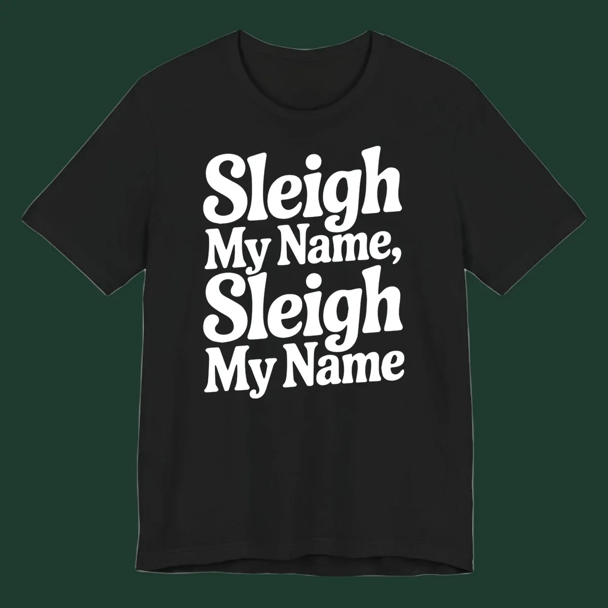 Sleigh My Name Sleigh My Name typography design in white lettering.