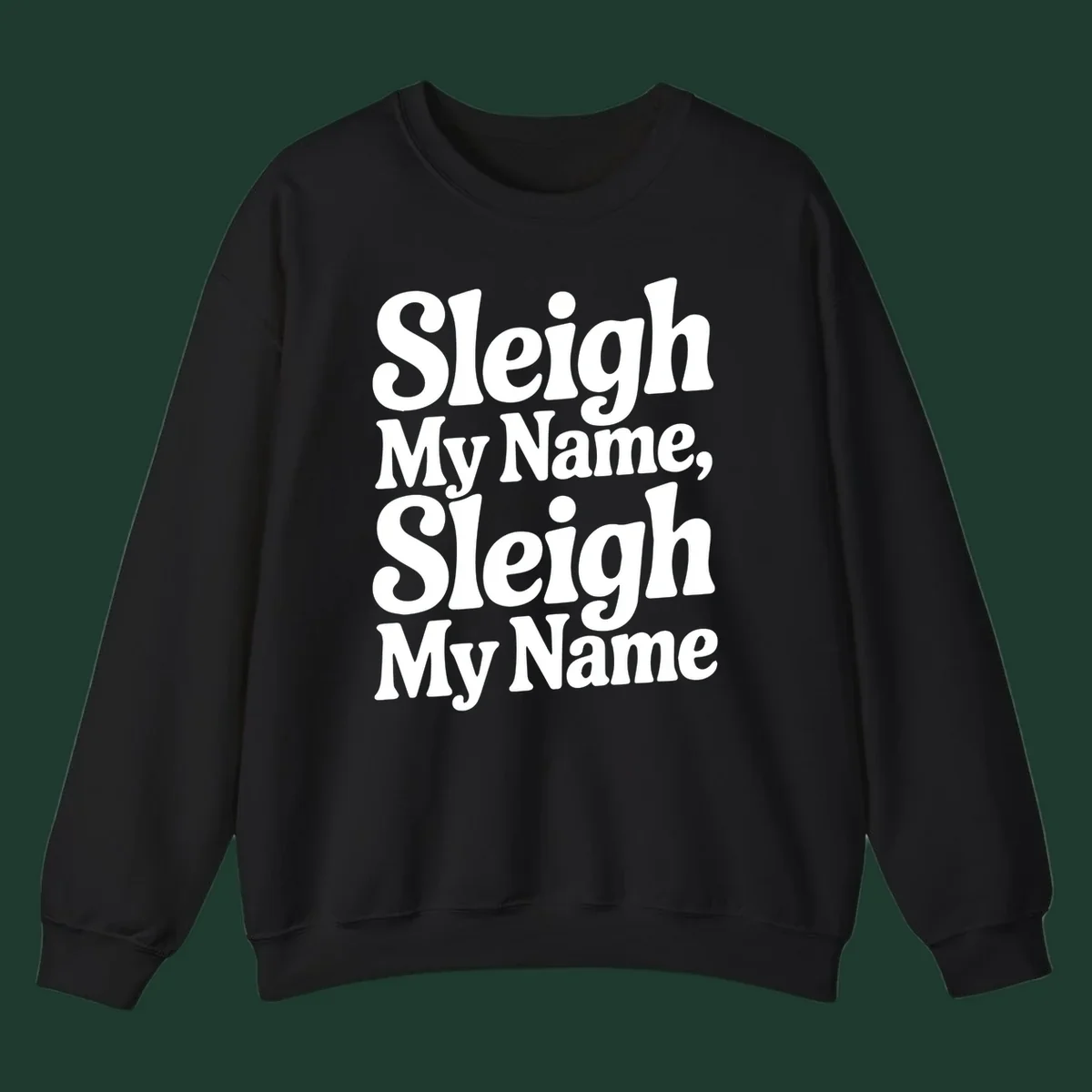 Sleigh My Name Sleigh My Name typography design in white lettering.