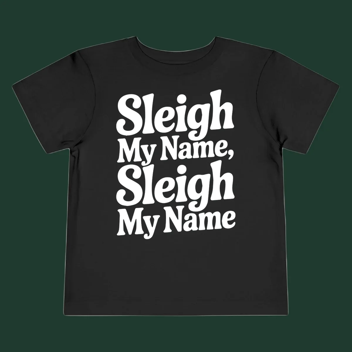 Sleigh My Name Sleigh My Name typography design in white lettering.
