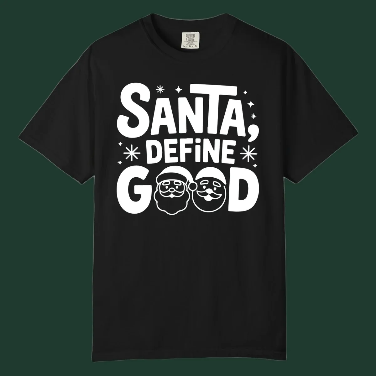 Santa define good text with Santa faces illustration