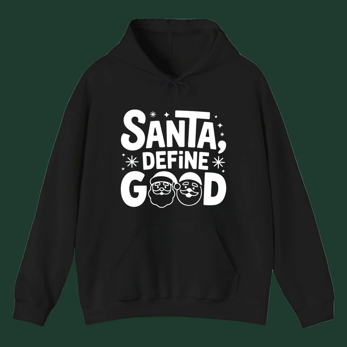 Santa define good text with Santa faces illustration