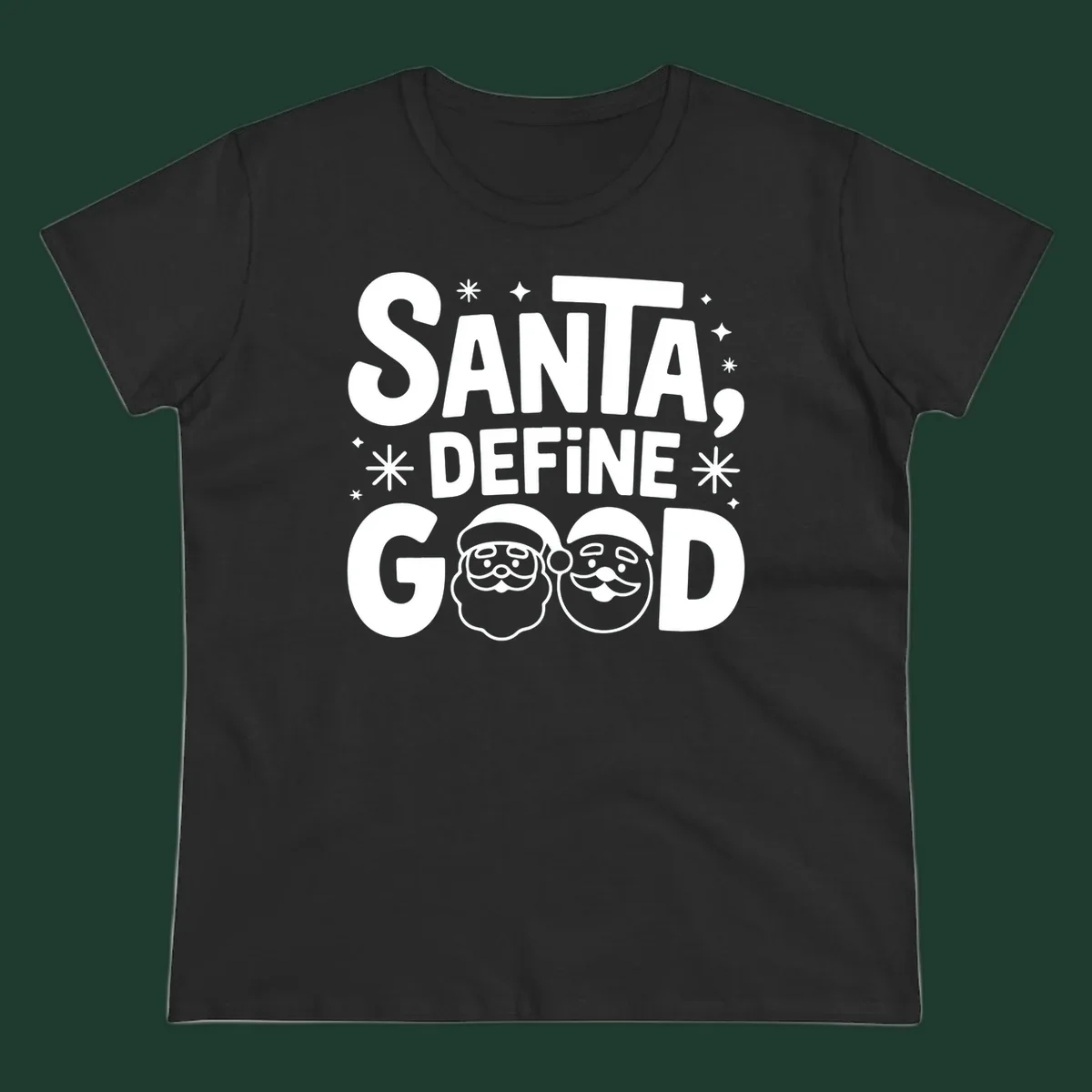 Santa define good text with Santa faces illustration