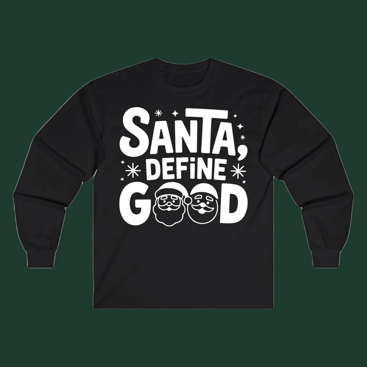 Santa define good text with Santa faces illustration