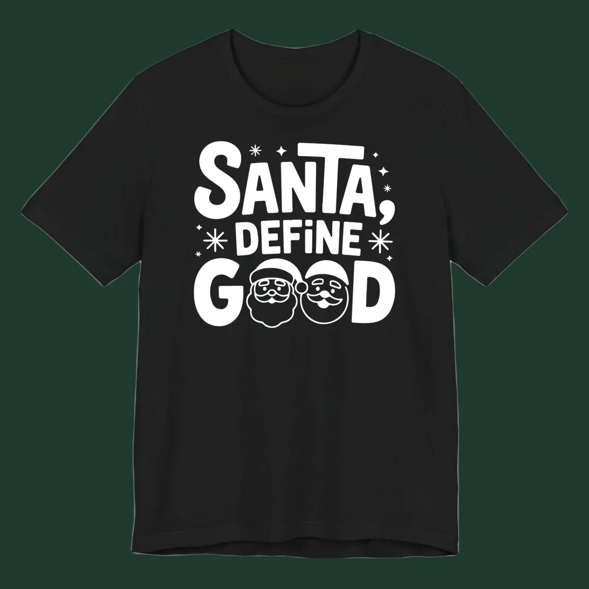 Santa define good text with Santa faces illustration