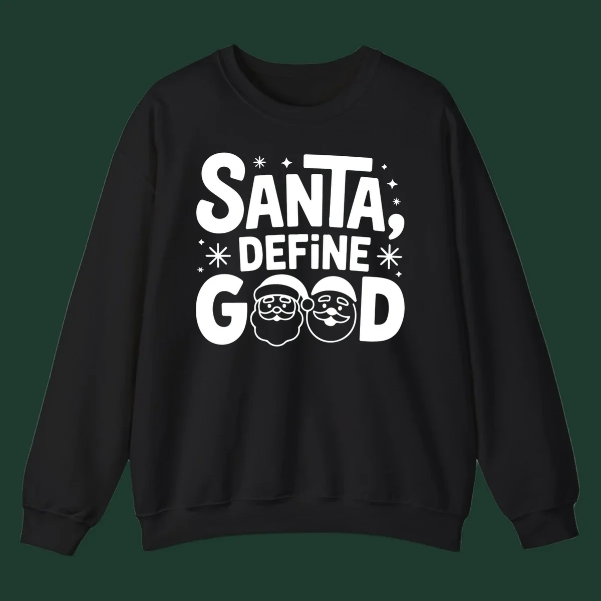 Santa define good text with Santa faces illustration
