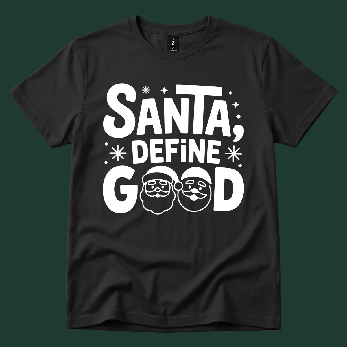 Santa define good text with Santa faces illustration