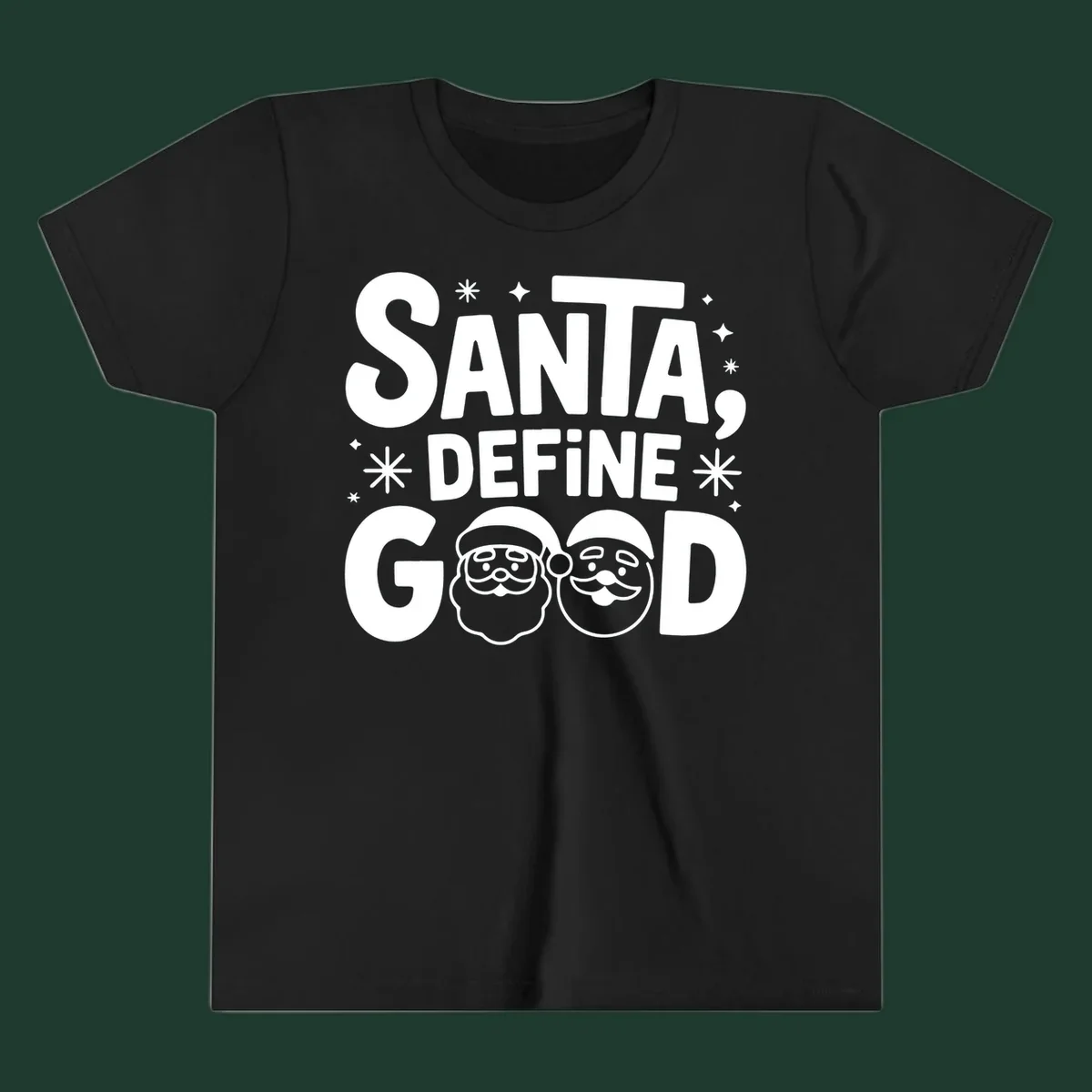 Santa define good text with Santa faces illustration