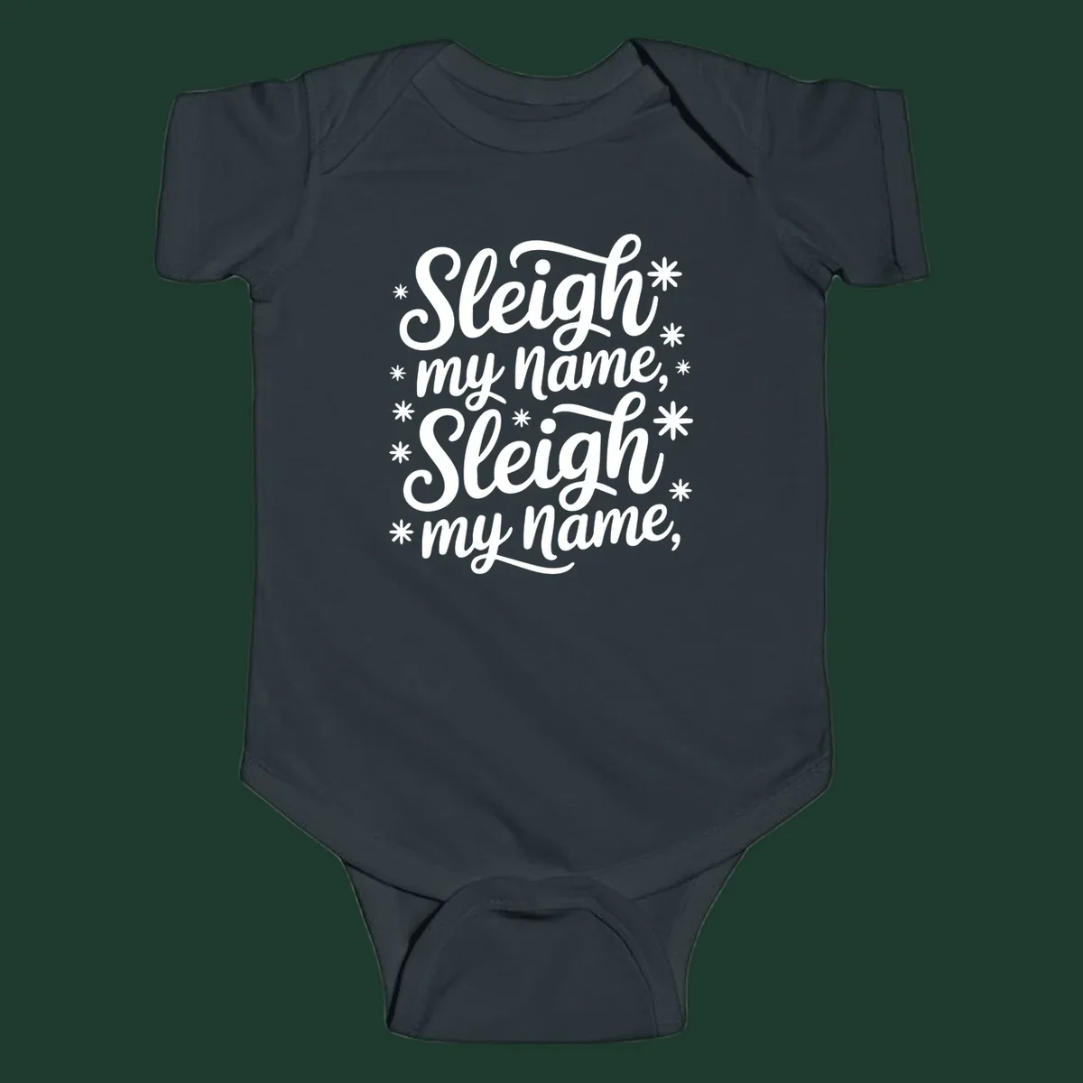 Sleigh my name typography design with asterisks. White text on black and white backgrounds.