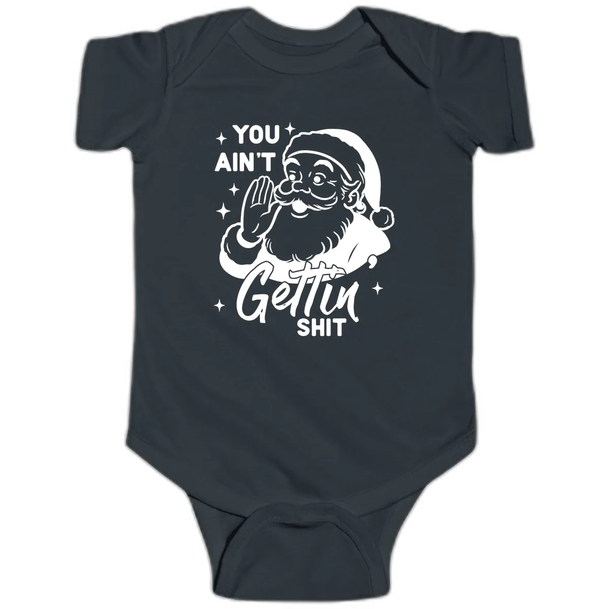 Santa Ain't Gettin' Shit Baby Onesie in Black