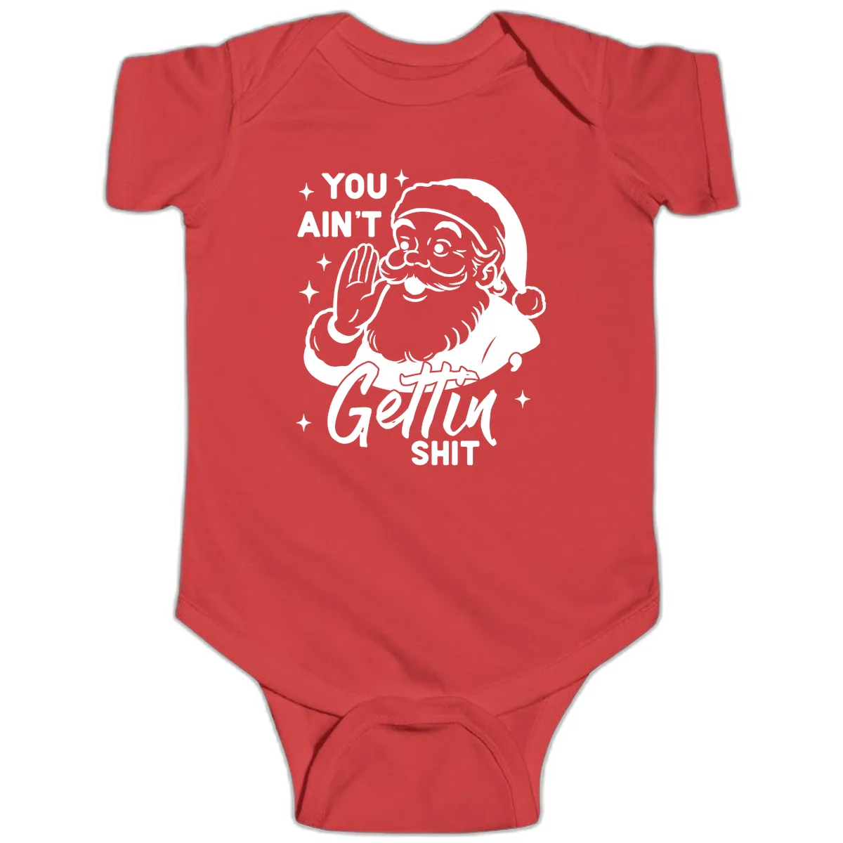 Santa Ain't Gettin' Shit Baby Onesie in Red