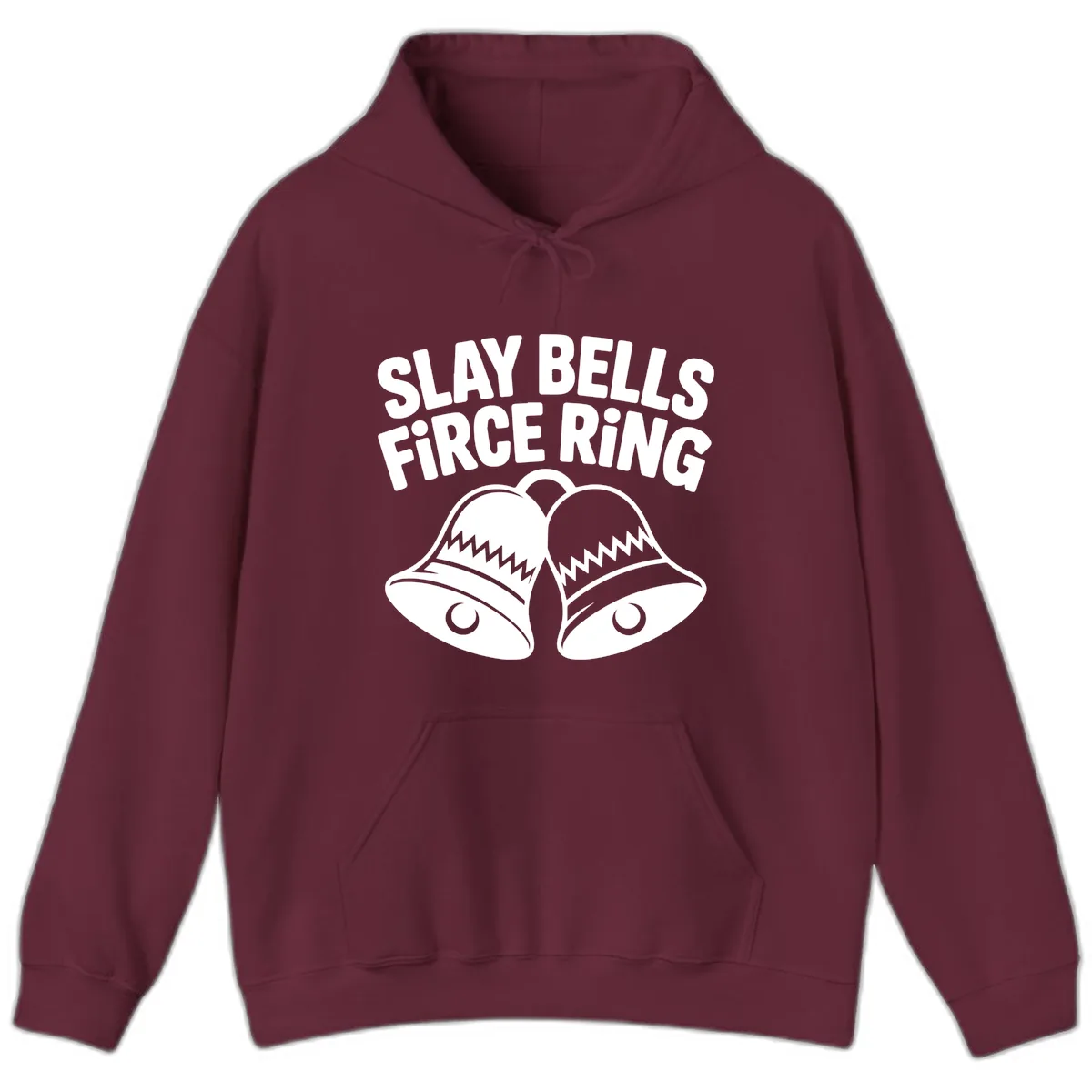 Slay Bells Fierce Ring Hoodie in Maroon
