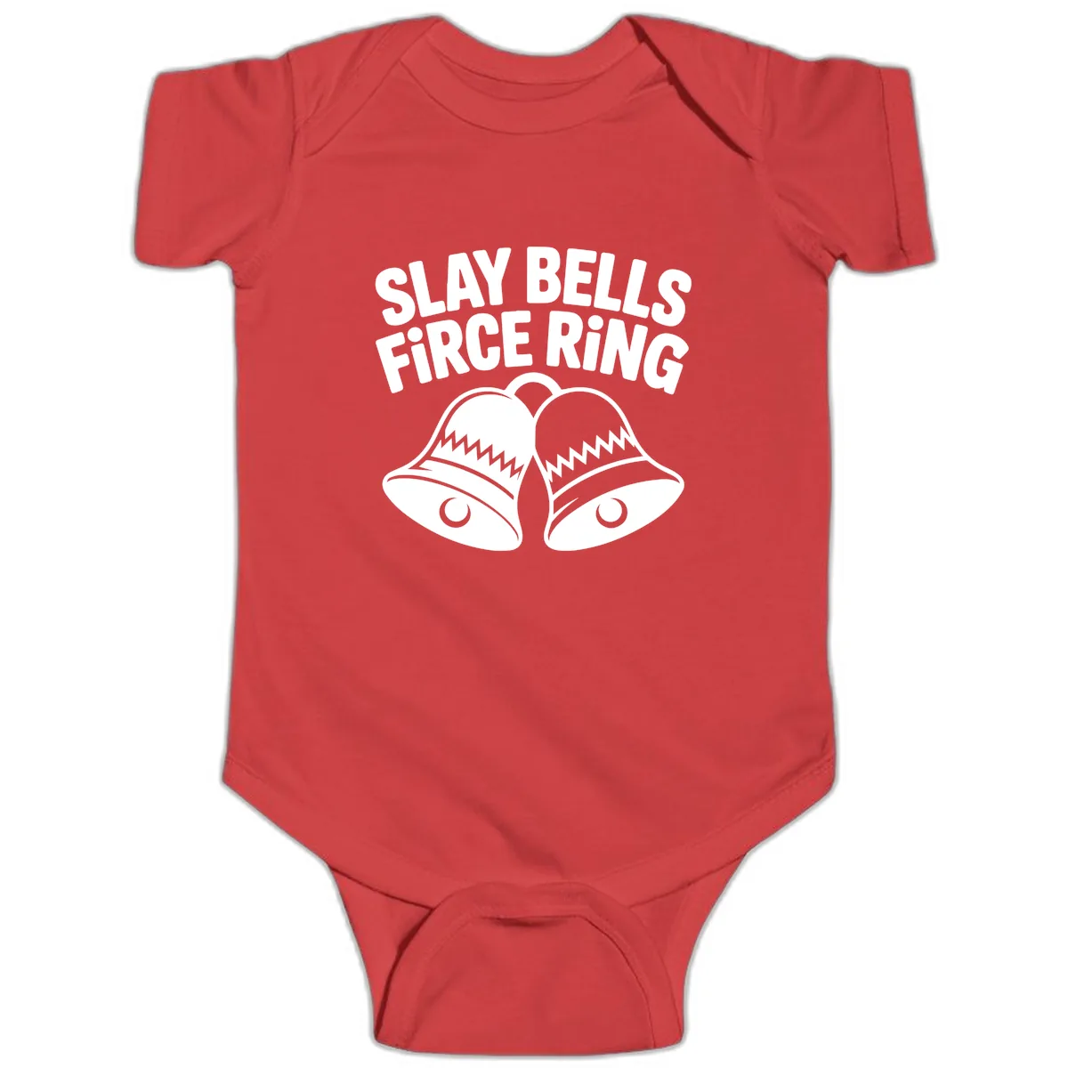 Slay Bells Fierce Ring Baby Onesie in Red