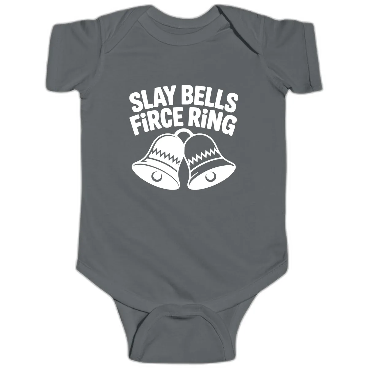 Slay Bells Fierce Ring Baby Onesie in Charcoal