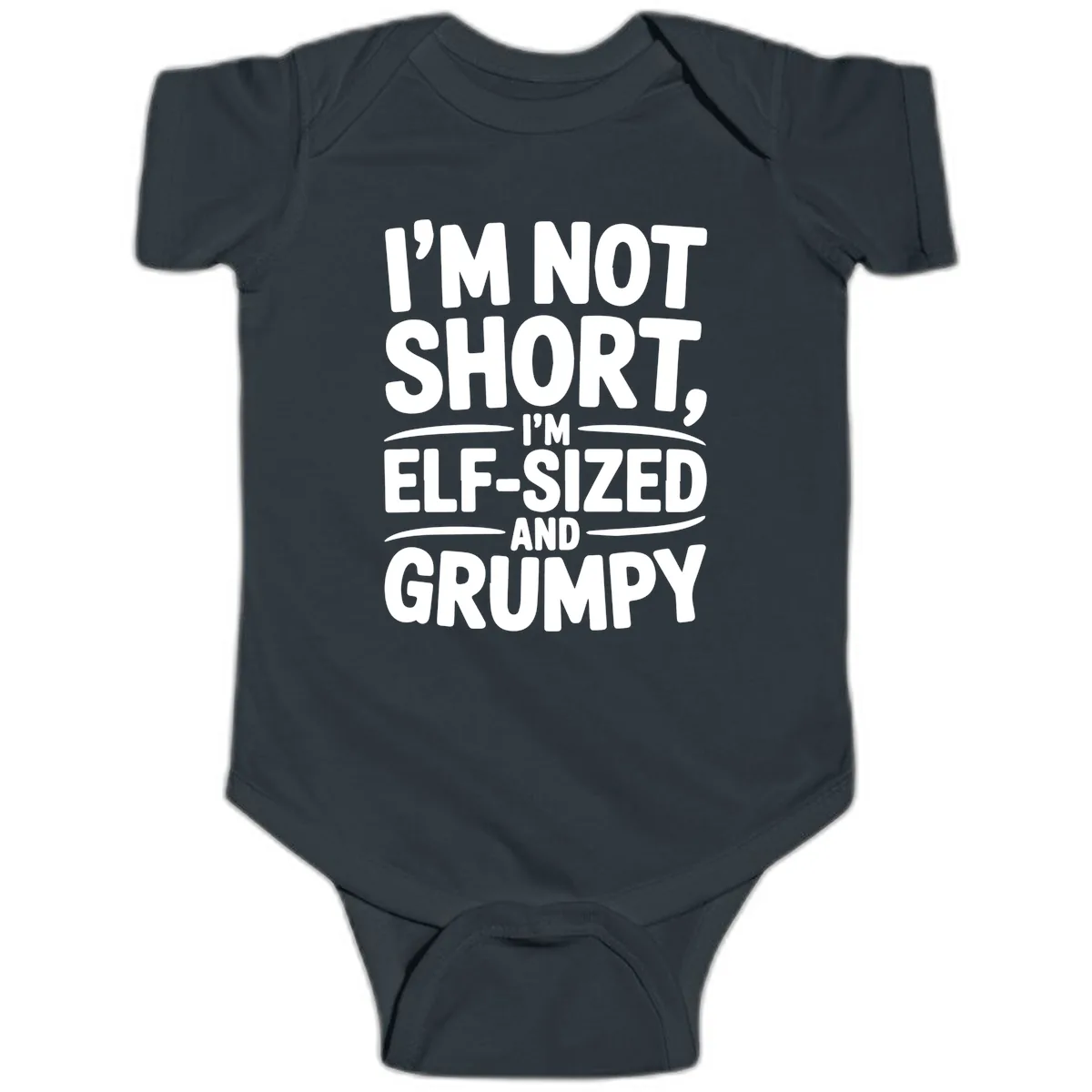 I'm Elf-Sized And Grumpy Baby Onesie in Black