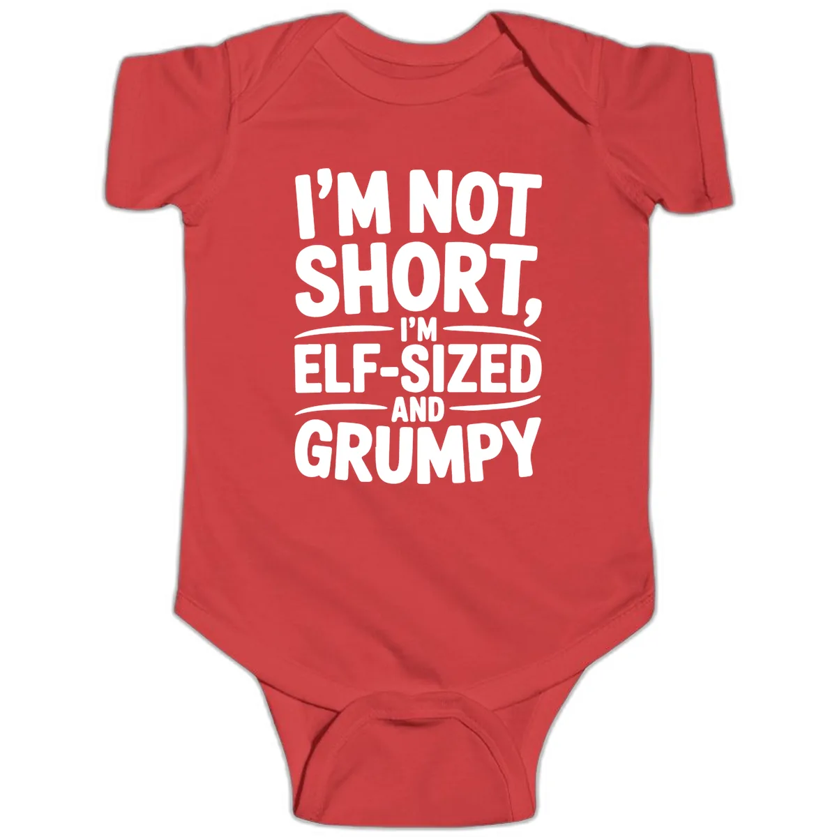 I'm Elf-Sized And Grumpy Baby Onesie in Red