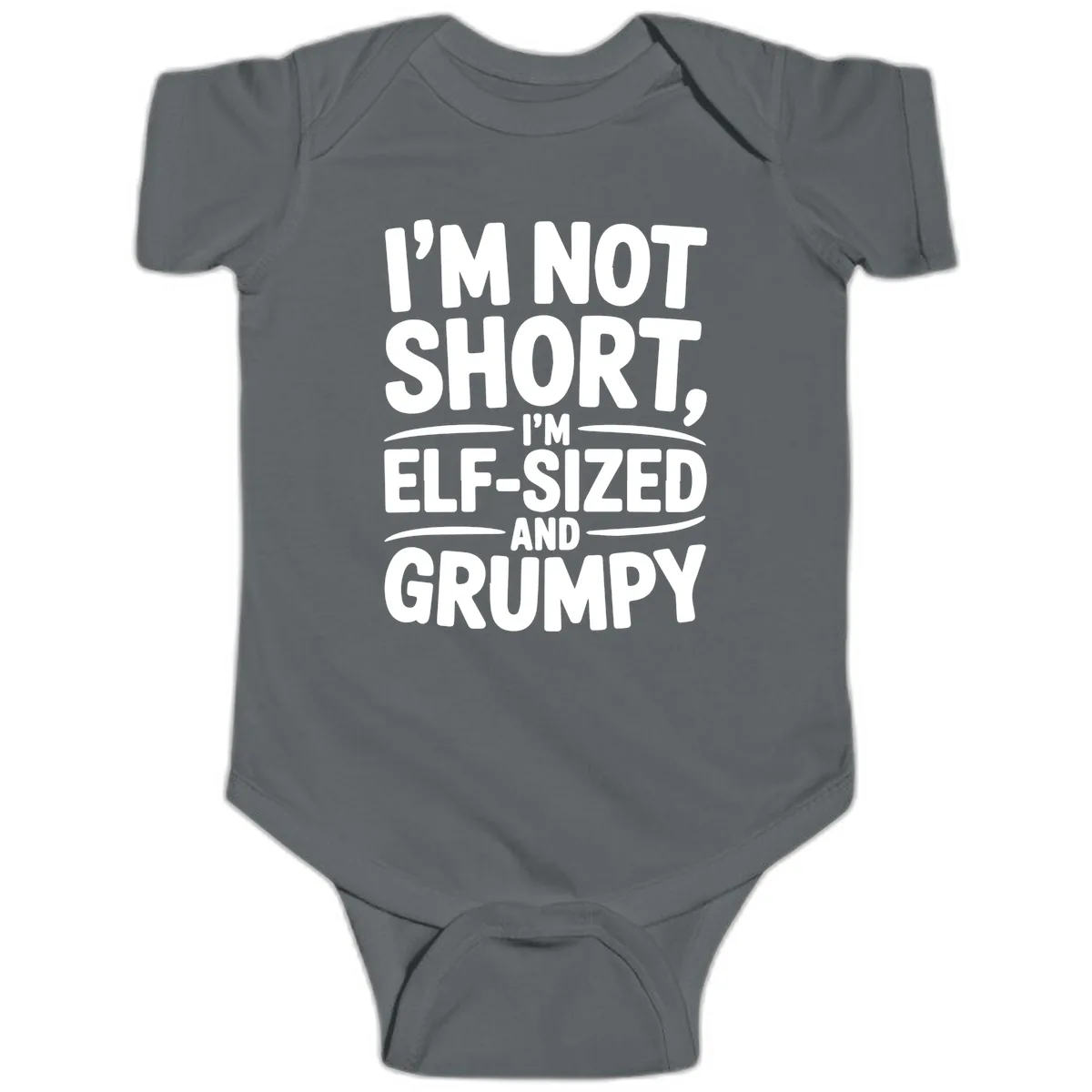 I'm Elf-Sized And Grumpy Baby Onesie in Charcoal