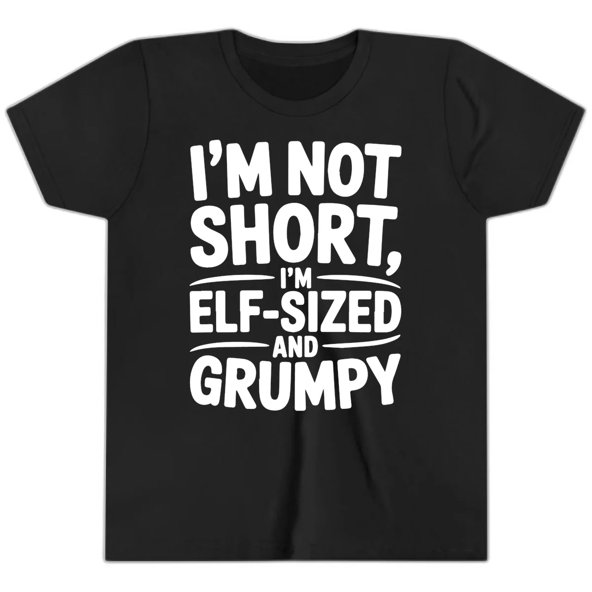 I'm Elf-Sized And Grumpy Youth T-Shirt in Black