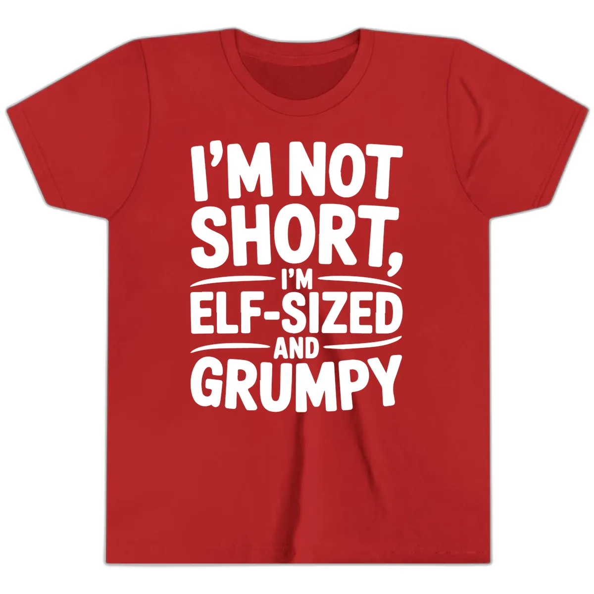 I'm Elf-Sized And Grumpy Youth T-Shirt in Red