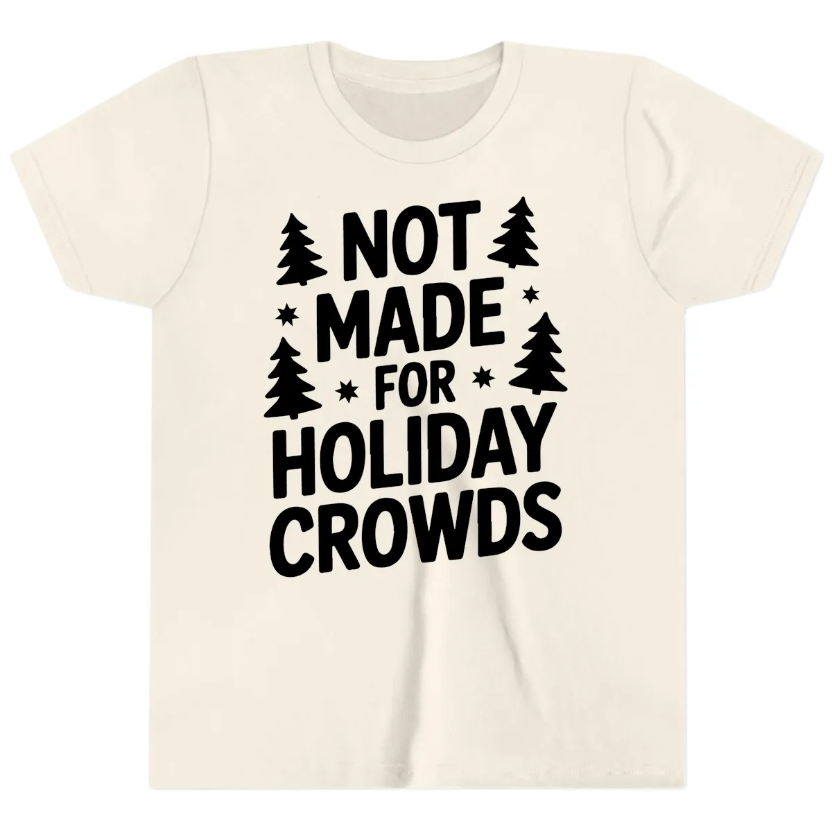 Not Made For Holiday Crowds Typography Youth T-Shirt in Natural