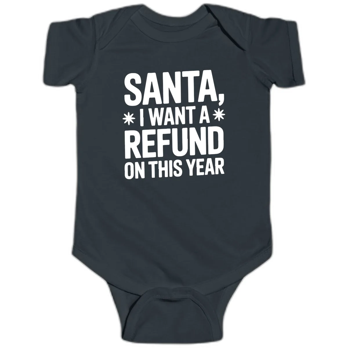 Santa Refund On This Year Baby Onesie in Black